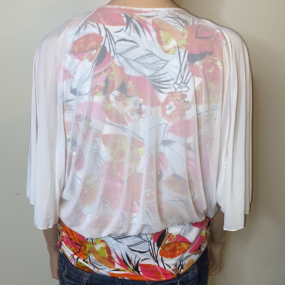 Ashley Steward 18/20 Floral Tropical Top White - Picture 4 of 7